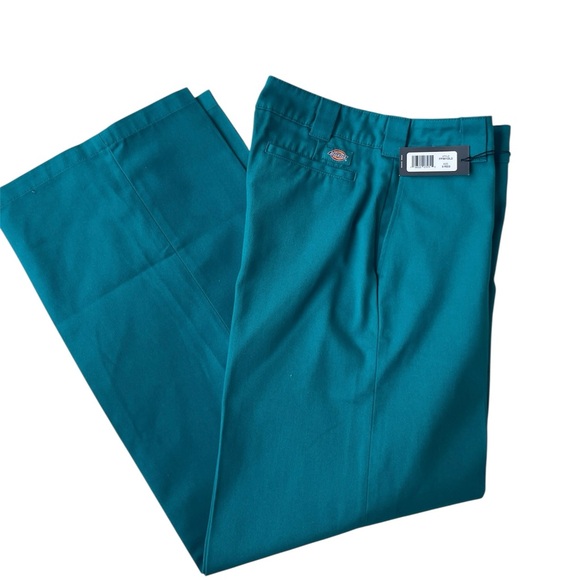 Dickies Green Wide Leg Work Pants Stain Wrinkle Resistant Ladies Size 8 R NWT - Picture 2 of 5